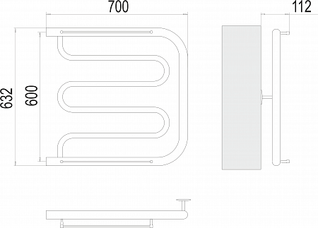 Фокстрот БШ 600х700 Полотенцесушитель  TERMINUS Самара - фото 3