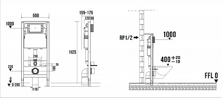 Сенсорная система инсталляции для подвесного унитаза 500х1125 (3 в 1) Terminus Самара - фото 9