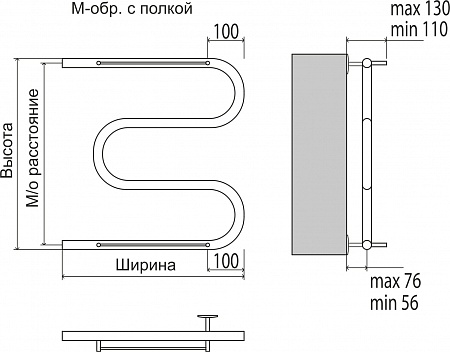 М-обр с/п AISI 32х2 500х400 Полотенцесушитель  TERMINUS Самара - фото 3