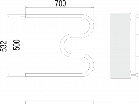 М-обр AISI 32х2 500х700 Полотенцесушитель  TERMINUS Самара - фото 3