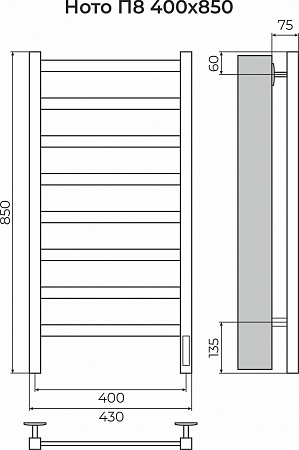 Ното П8 400х850 Электро (quick touch) Полотенцесушитель TERMINUS Самара - фото 3