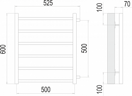 Вега П6 500х600 бп500 Полотенцесушитель  TERMINUS Самара - фото 3