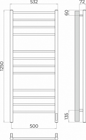 Аврора П12 500х1250 Электро (quick touch) Полотенцесушитель TERMINUS Самара - фото 3