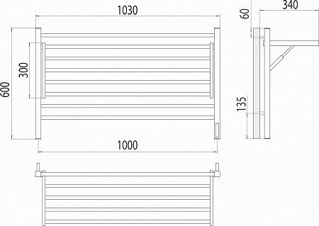 Горизонт П8 1000х600 электро КС ЧЕРНЫЙ МУАР (sensor quick touch) Полотенцесушитель TERMINUS Самара - фото 5